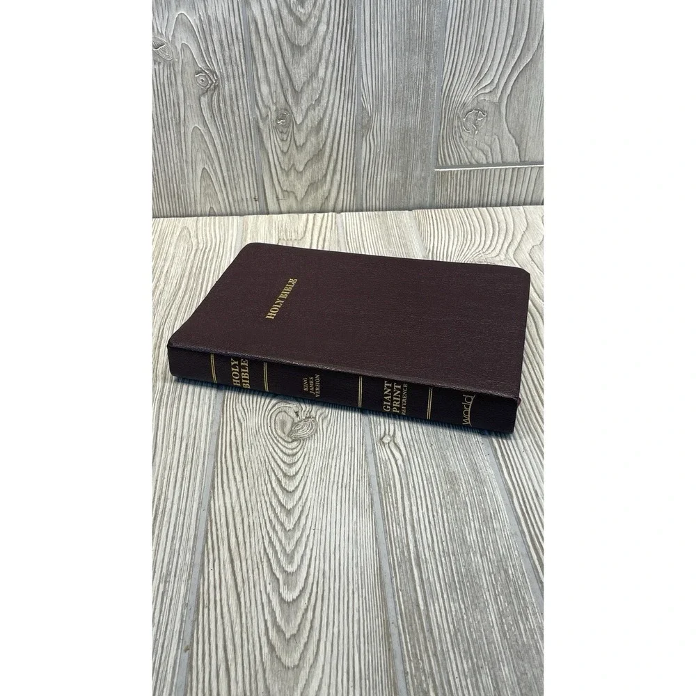 World Holy Bible KJV Giant Print Reference Red Letter Burgundy Bonded Leather